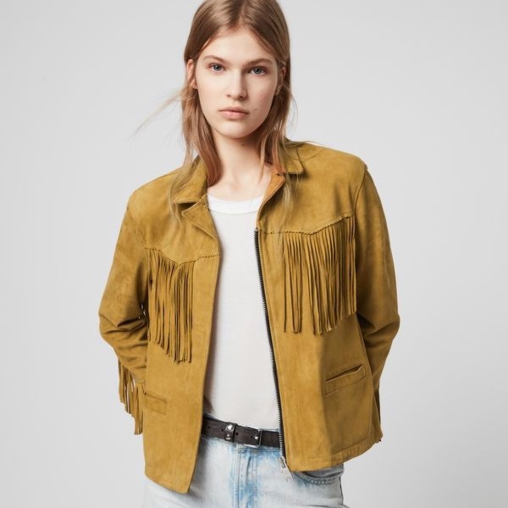 AllSaints Mina Suede Tassel Jacket Western